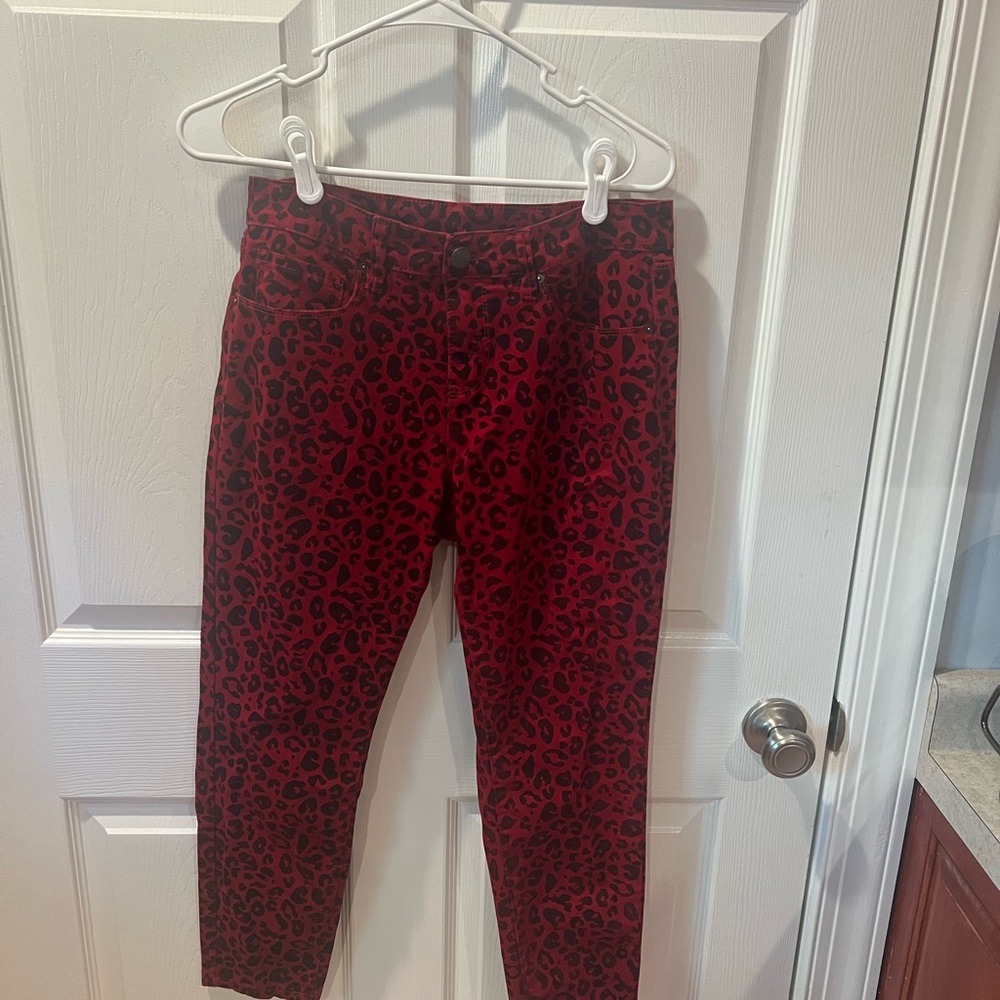 Royalty For Me Red Leopard Print Jeans